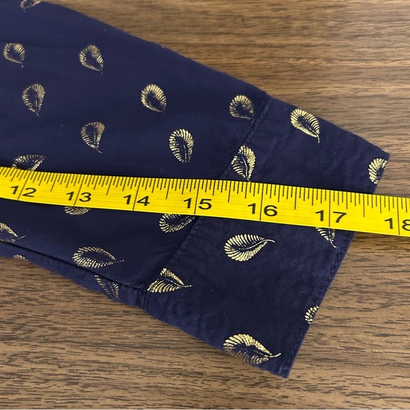 Solitaire Navy Blue Button Down Shirt with Gold Accents - Picture 9 of 9